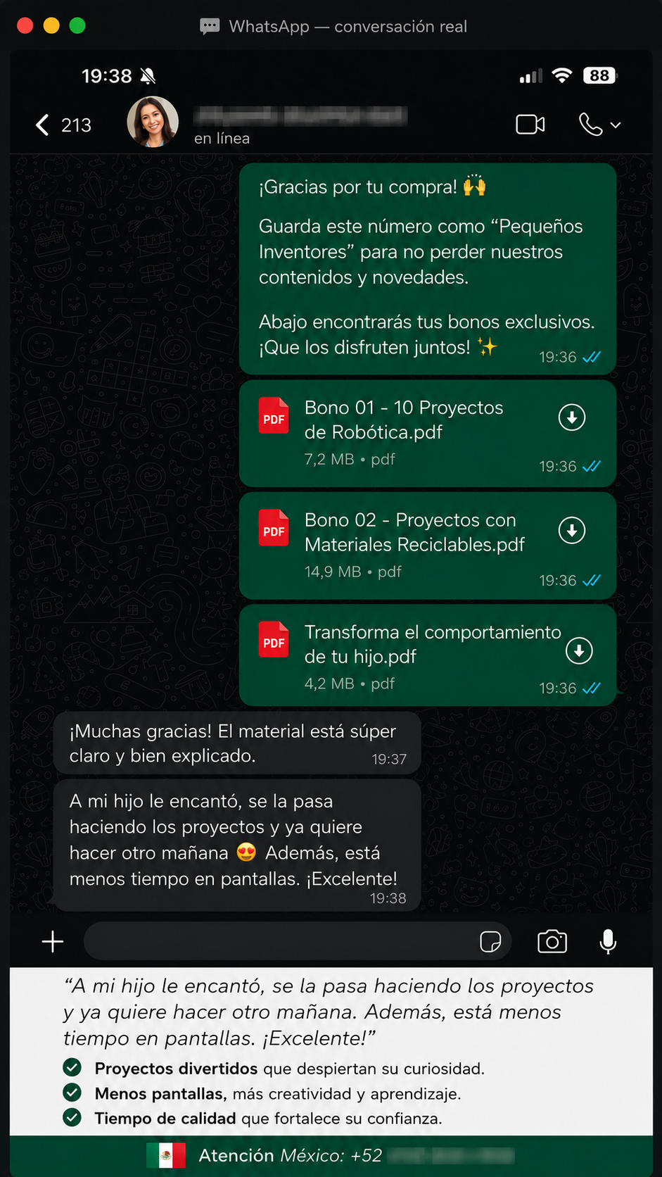 Conversación real de cliente 1